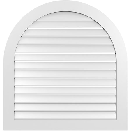Ekena Millwork Round Top Surface Mount PVC Gable Vent: Functional, w/ 3-1/2"W x 1"P Standard Frame, 40"W x 42"H GVPRT40X4201SF